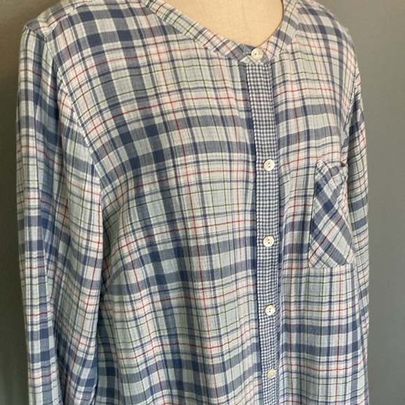 J Jill, 1X, button down, plaid, mandarin collar - Picture 2 of 10
